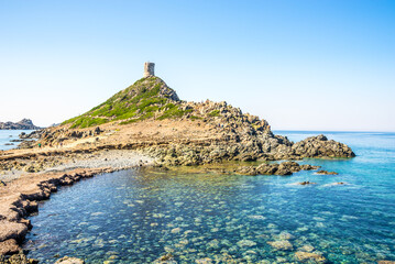 View at the hill with Parata Watchtower a short distance from Ajaccio - Corsica, France