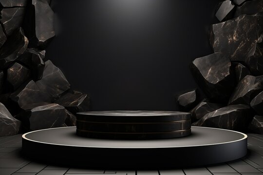 Fond géométrique noir en forme de pierre et de roche minimal © ✿🌸 Mykmicky 🌸✿