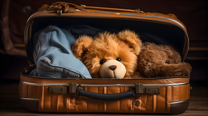 Teddy Bear Peeking Out of a Suitcase