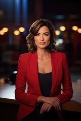Obraz premium A female moderator on set. Generative AI