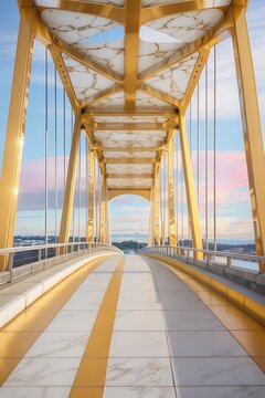 Washington 520 bridge, gold, also colorful and street surface is white polished carrera marble , pastel sky&rsquo;s!