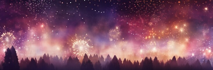 Candles on a bright background with firework bursting over it