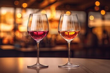 wine glasses in a restaurant