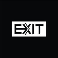 Creative Modern Minimalist EXIT Logo Design. Black and White Logo. Usable for Business Logo. Flat Vector Logo Design Template