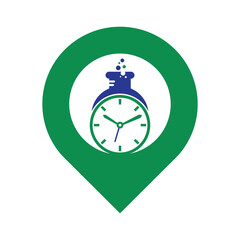 Time lab gps shape concept logo vector design. Clock lab logo icon vector design.