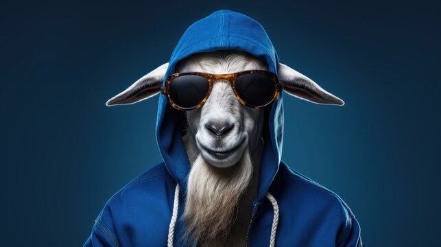 Goat posing as hip hop superstar