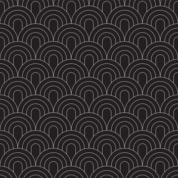 Seamless Art Deco Scallop Pattern Background Texture