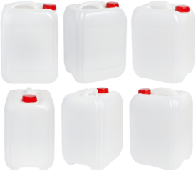 set of white big plastic canister isolated