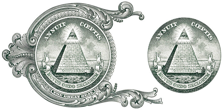 pyramid one dollar banknote element macro isolated