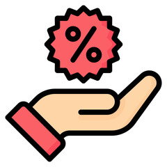 Discount Icon, Filled Line style icon vector illustration, Suitable for website, mobile app, print, presentation, infographic and any other project.