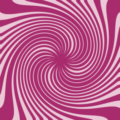 Swirl pink radial background. Vortex and spiral background. Candy colored wallpaper with sunburst. Colorful rotating lines for template, banner, poster, flyer. Vector 