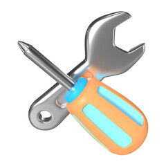 Screwdriver and wrench 3D Illustration Icon