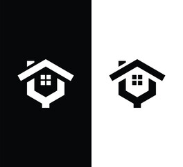 Creative Modern Minimalist Real Estate Logo Design. House Logo Black and White. Usable for Business Logo. Flat Vector Logo Design Template