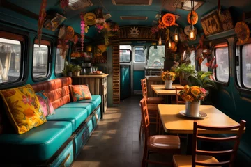 Foto op Canvas Food truck's vibrant and eclectic decor that reflects its unique culinary style, Generative AI © Shooting Star Std