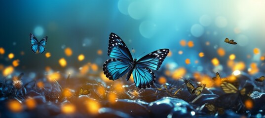 Closeup butterfly. Generative AI technology. - obrazy, fototapety, plakaty