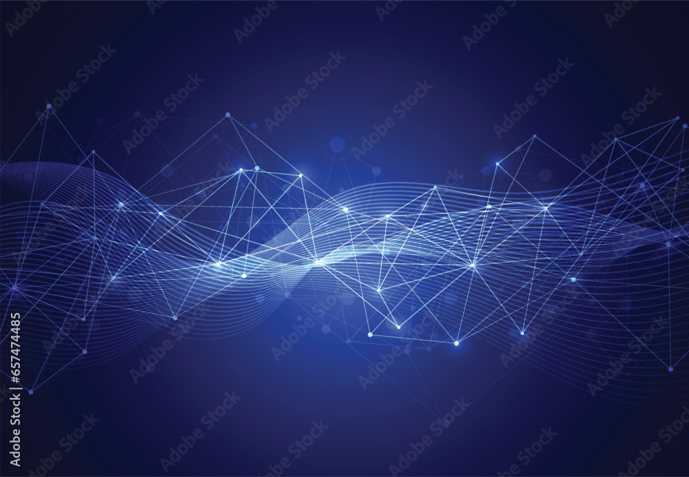 Aufkleber abstract connecting dots and lines with geometric background. modern technology connection science, 