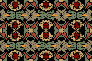 Beautiful Ethnic abstract ikat art. Seamless Kasuri pattern in tribal,folk embroidery,and Mexican style.Aztec geometric art ornament print.Design for carpet,wallpaper, clothing,wrapping,fabric,cover