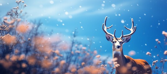 Obraz na płótnie Canvas Deer on nature. Generative AI technology.