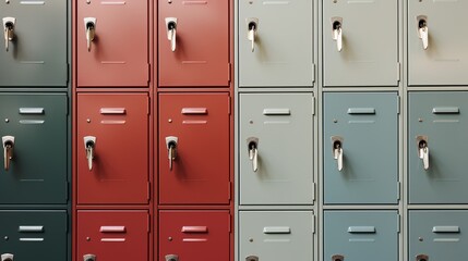Fototapeta premium Generative AI, Row of high school lockers in the hallway, locker room