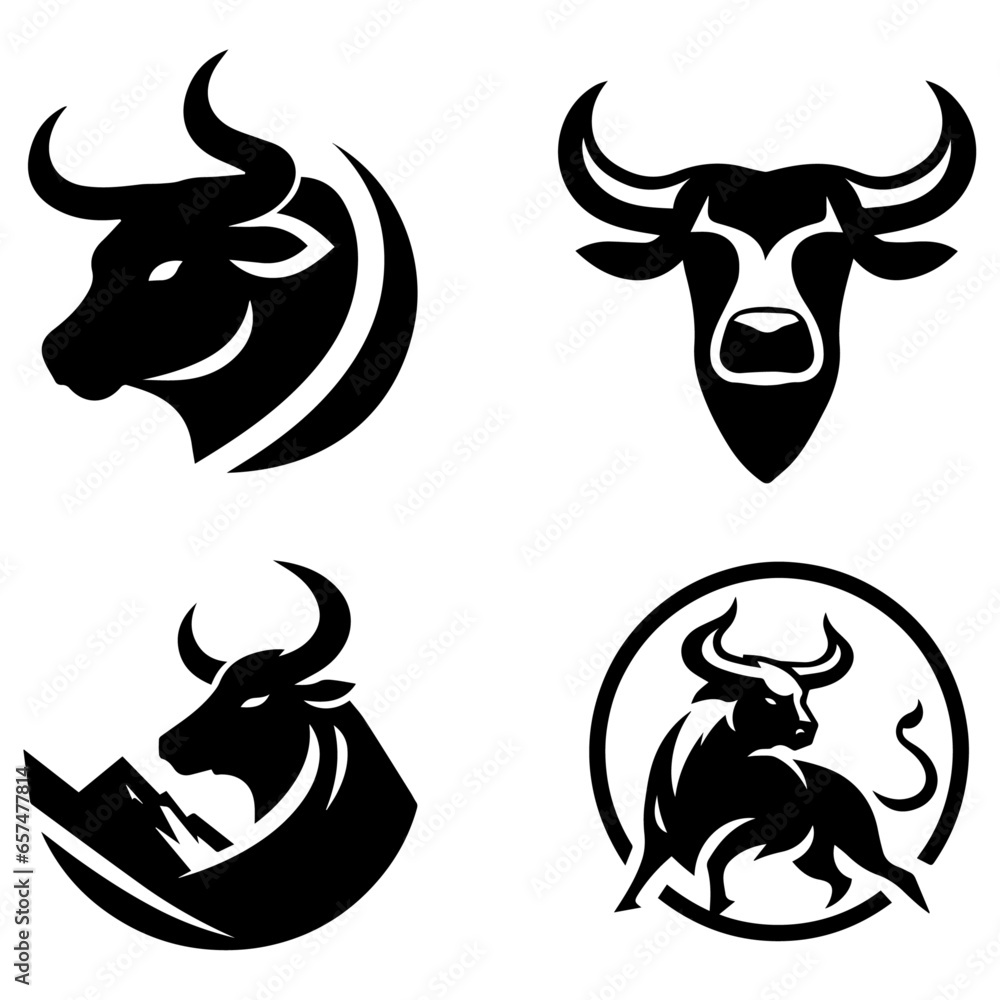 Sticker Bull Logo concept vector illustration black color