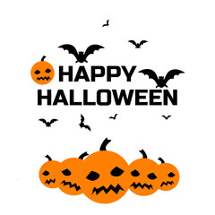 happy halloween with pumpkin and bats transparent background,happy halloween social media poster template