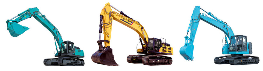 Heavy industrial excavator on transparent background PNG