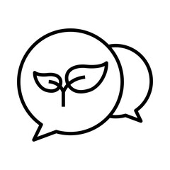 The bubble chat and leaf icons show discussions about nature and the environment