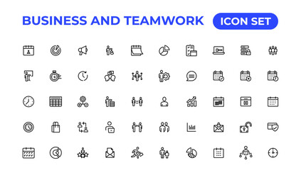 Fototapeta na wymiar Business and Teamwork line icons set.Money, investment, teamwork, meeting, partnership, meeting, work success.Outline icon .