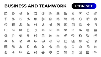 Business and Teamwork line icons set.Money, investment, teamwork, meeting, partnership, meeting, work success.Outline icon .