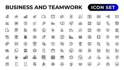 Business and Teamwork line icons set.Money, investment, teamwork, meeting, partnership, meeting, work success.Outline icon .