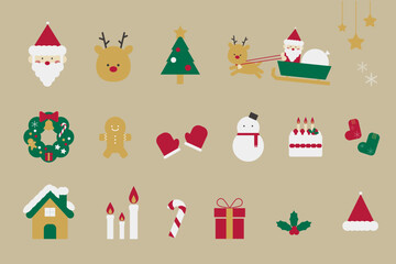 かわいくてシンプルなクリスマスアイコンセット