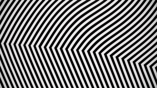 A Creative Abstract Black and White Painting Bendy Line Geometry Optical Illusion Element Zebra Style Trippy Monochrome Design Art Pattern Texture Illustration Backdrop Background