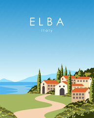 Fototapeta premium Elba Italy travel poster