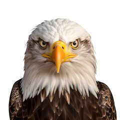 bald eagle face shot isolated on a transparent background cutout
