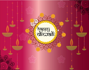 Naklejka premium Hindu Festival Diwali Template Vector image