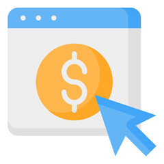 Pay Per Click Icon, Flat style icon vector illustration, Suitable for website, mobile app, print, presentation, infographic and any other project.