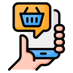 Shopping Online Icon, Filled Line style icon vector illustration, Suitable for website, mobile app, print, presentation, infographic and any other project.
