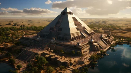 Foto op Canvas Giza Pyramid Complex also called Necropolis is site on the Plateau in Greater Cairo Egypt.generative ai © LomaPari2021