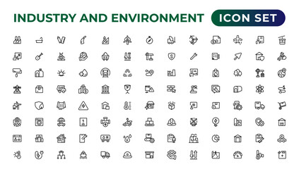 Fototapeta na wymiar Set of outline icons related to green, renewable energy, alternative sources energy. Eco icon collection.Outline icon collection.