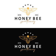 Honey Bee Logo Design Insect Vector Illustration Template
