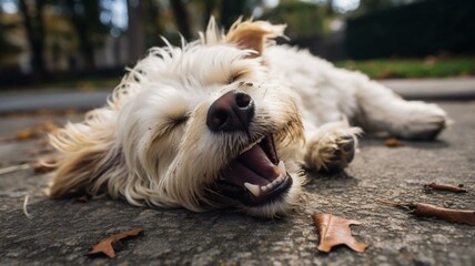 Happy maltese dog on ground