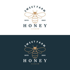 Honey Bee Logo Design Insect Vector Illustration Template