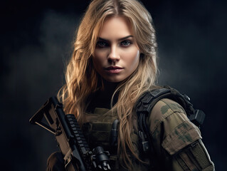 Obraz premium Military female with her arms crossed