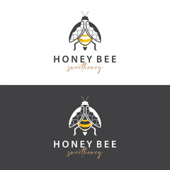 Honey Bee Logo Design Insect Vector Illustration Template