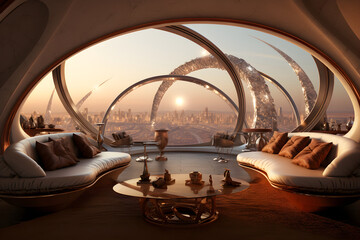 Middle Eastern Interior in Futuristic Room