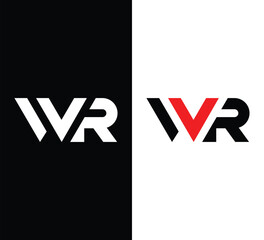 Modern VR logo designs with black, white, and red color schemes