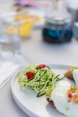 Green vegetables cut as spaghettis