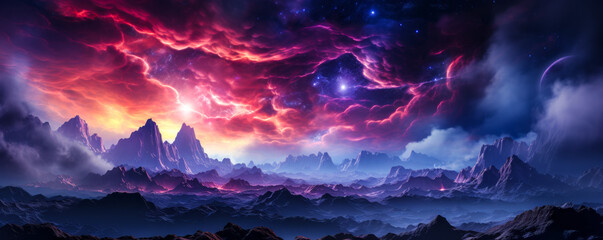 Naklejka premium The Final Frontier: Illustration of a Glowing Supernova Nebula