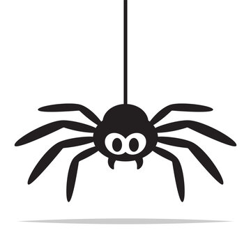 Cartoon spider hanging vector isolated illustration