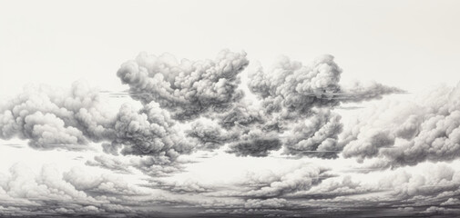 drawing black and white of clouds vector - obrazy, fototapety, plakaty
